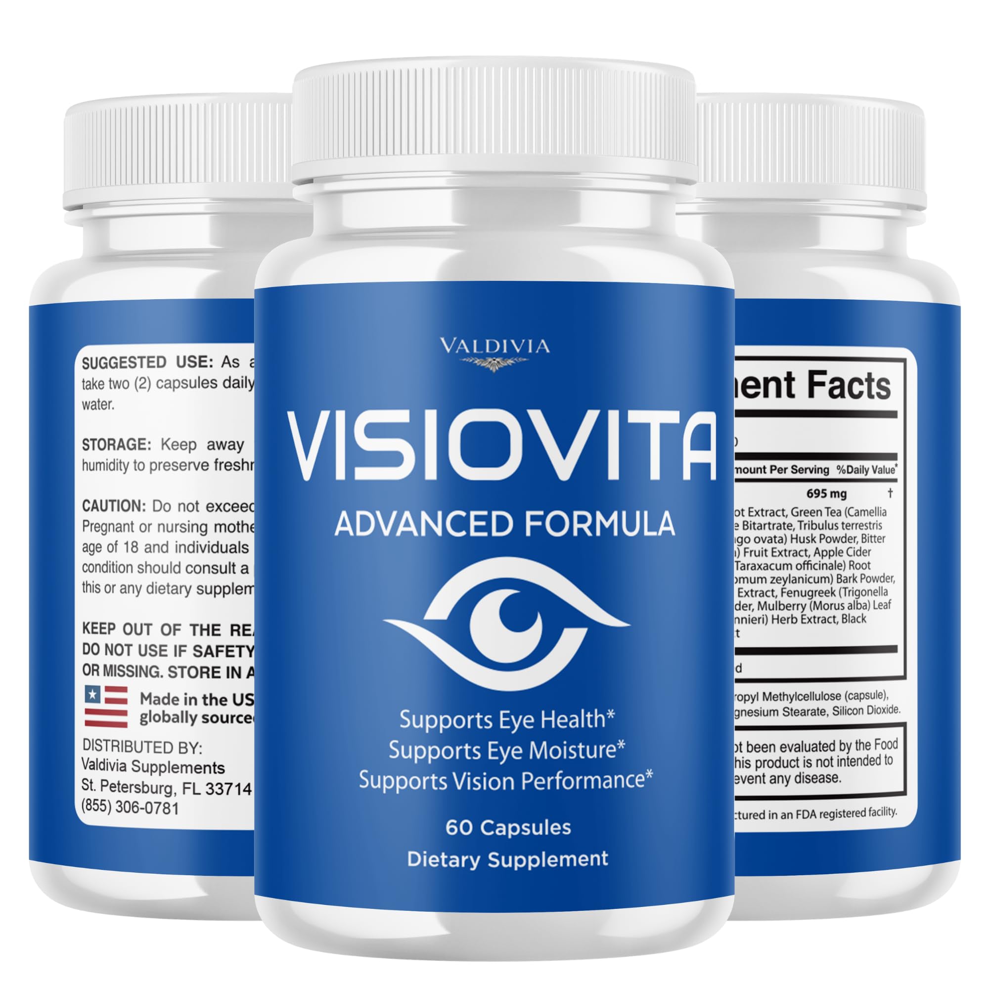 Valdivia (3 Pack) Visiovita Capsules Visiovita Supplement, Premium Formula, Natural Vitamins for Health & Wellness - 180 Capsules for 3 Months