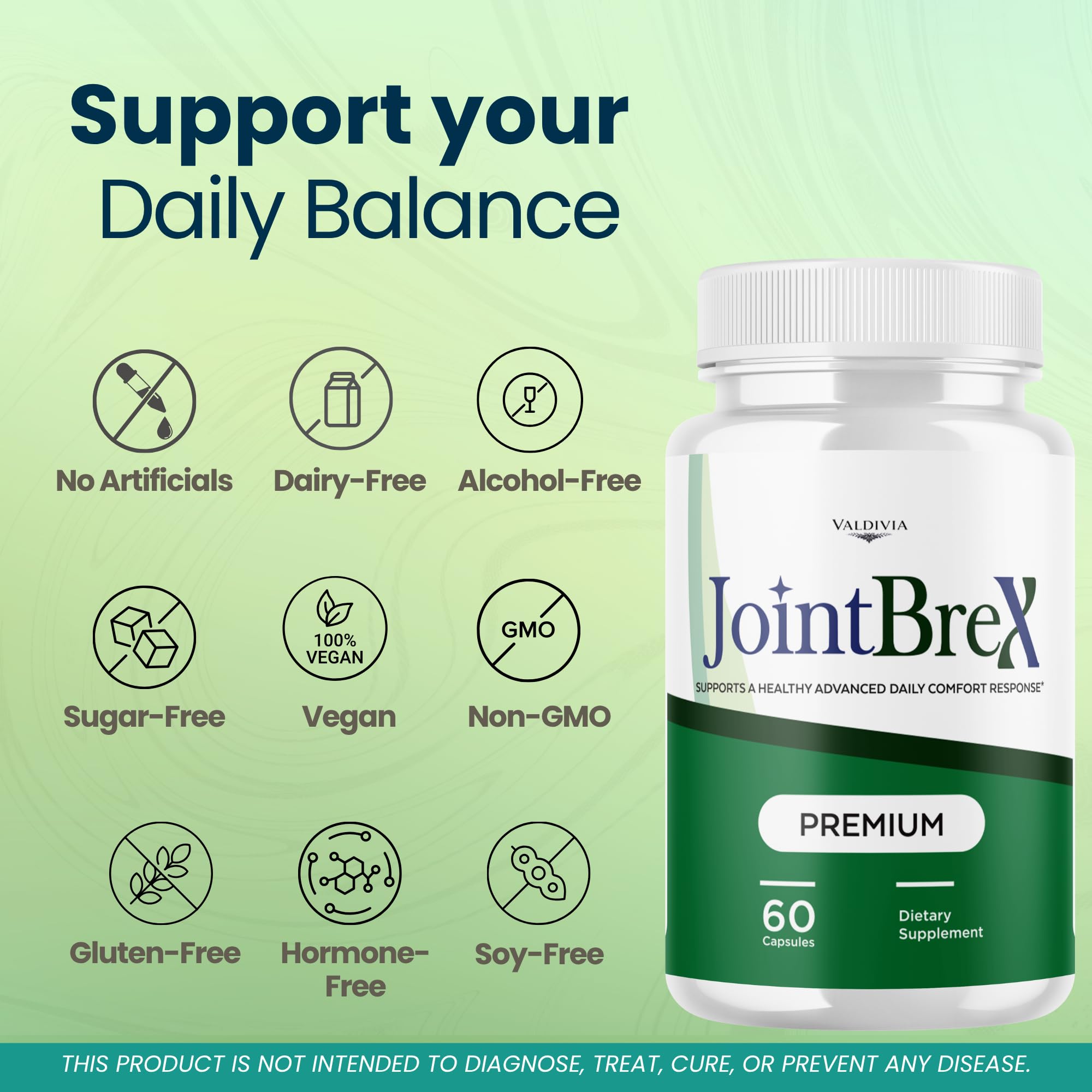 Valdivia JointBreX Capsules Joint BreX Supplement, Premium Formula, Natural Vitamins for Health & Wellness - 60 Capsules for 1 Month