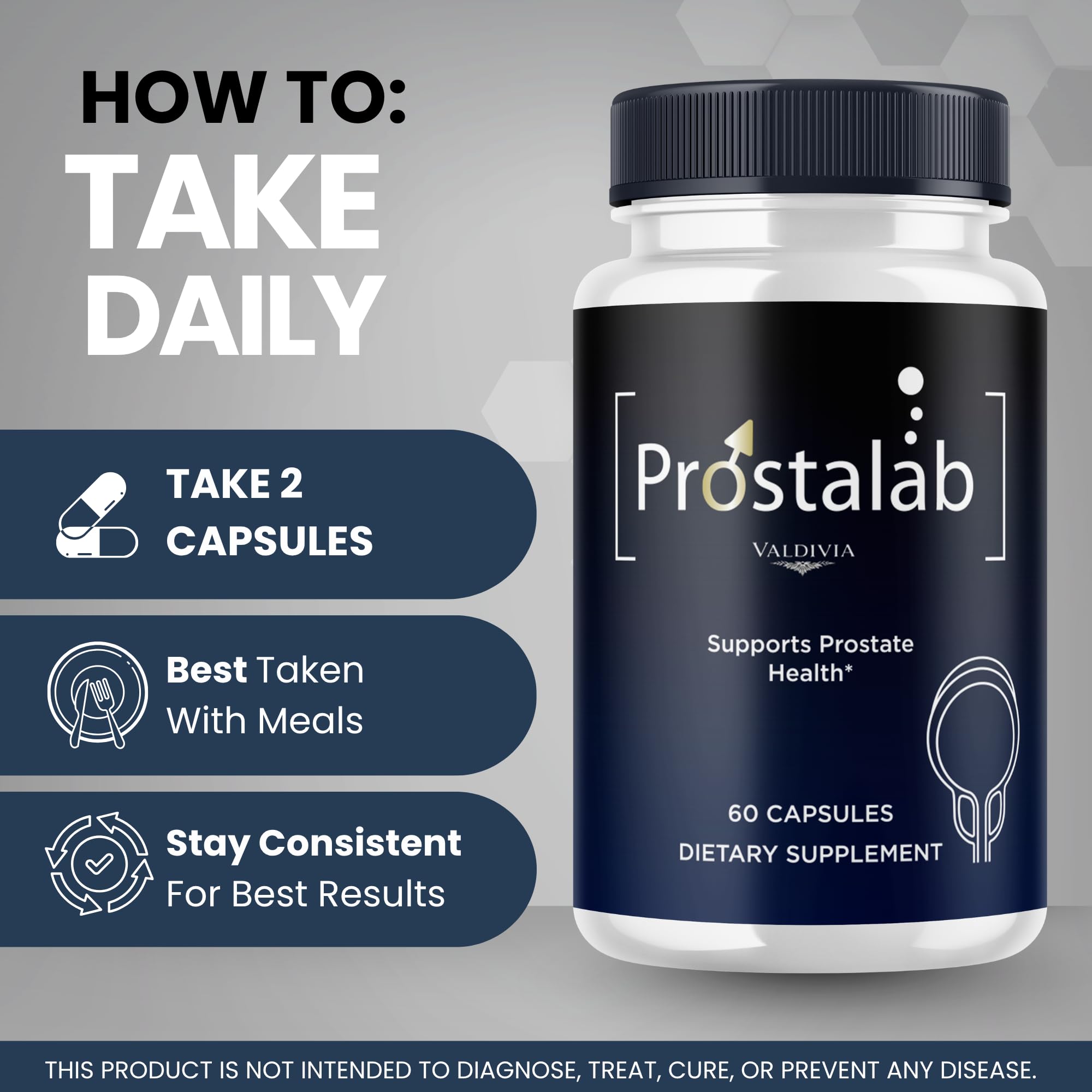 Valdivia Prostalab Capsules Prostalab Supplement, Premium Formula, Natural Vitamins for Health & Wellness - 60 Capsules for 1 Month