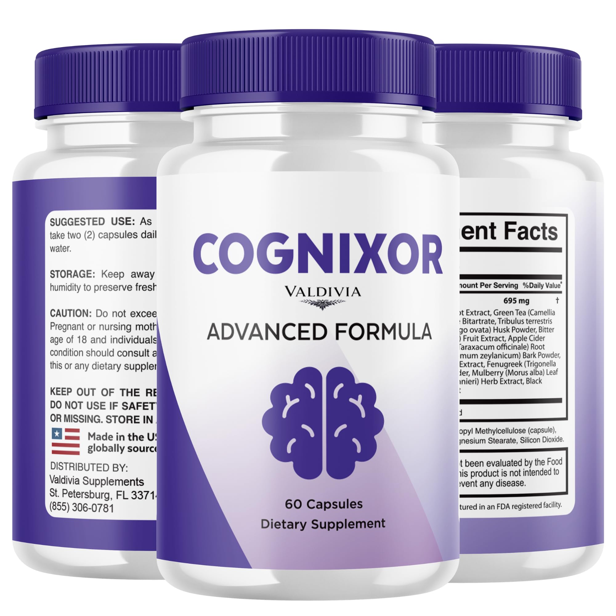 Valdivia (5 Pack) Cognixor Capsules Cognixor Supplement, Premium Formula, Natural Vitamins for Health & Wellness - 300 Capsules for 5 Months