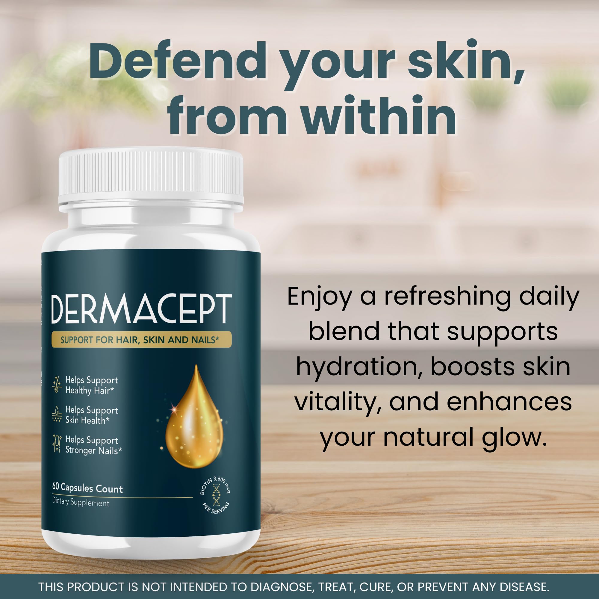 Valdivia (3 Pack) Dermacept Capsules Dermacept Supplement, Premium Formula, Natural Vitamins for Health & Wellness - 180 Capsules for 3 Months