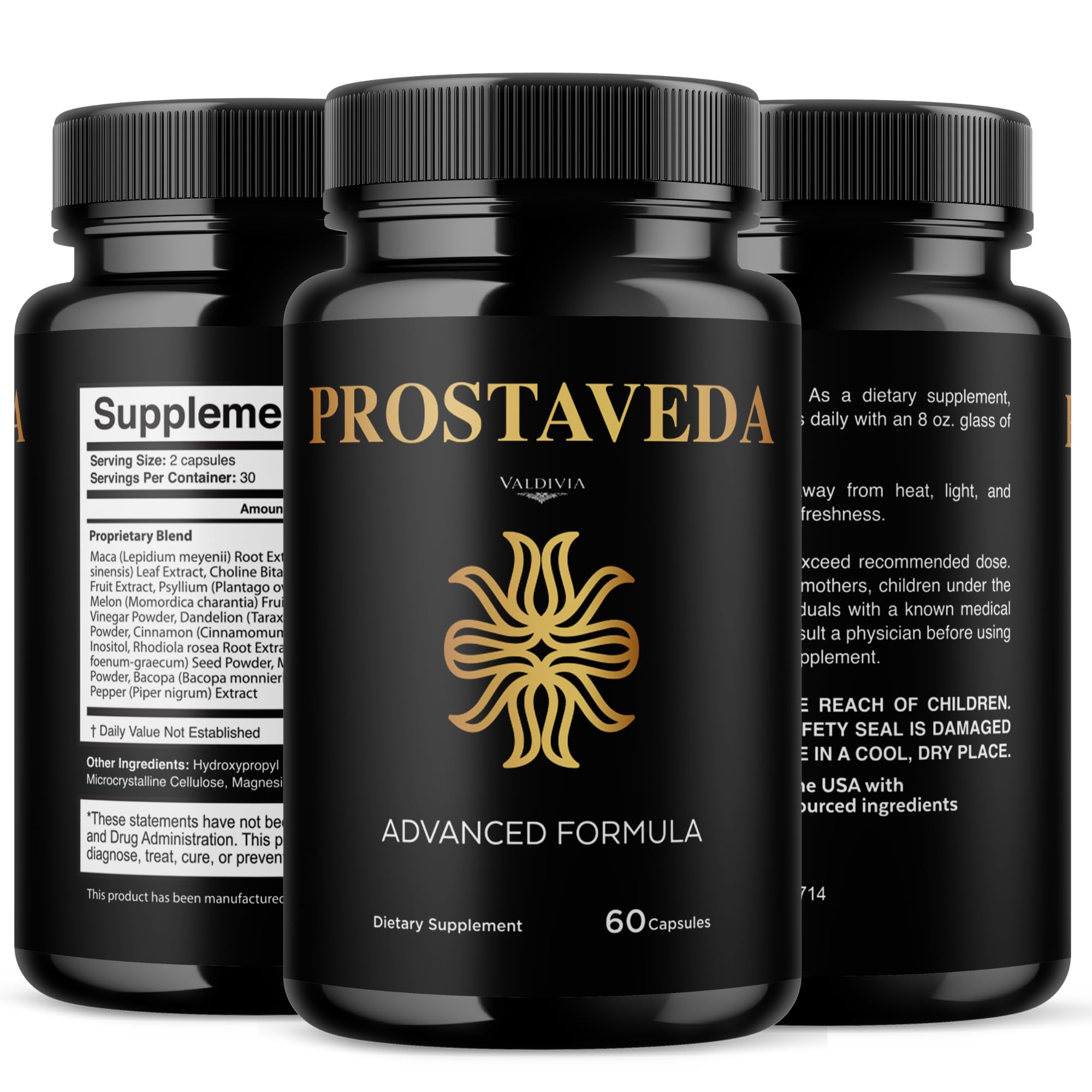 Valdivia Prostaveda Capsules Prostaveda Supplement, Premium Formula, Natural Vitamins for Health & Wellness - 60 Capsules for 1 Month