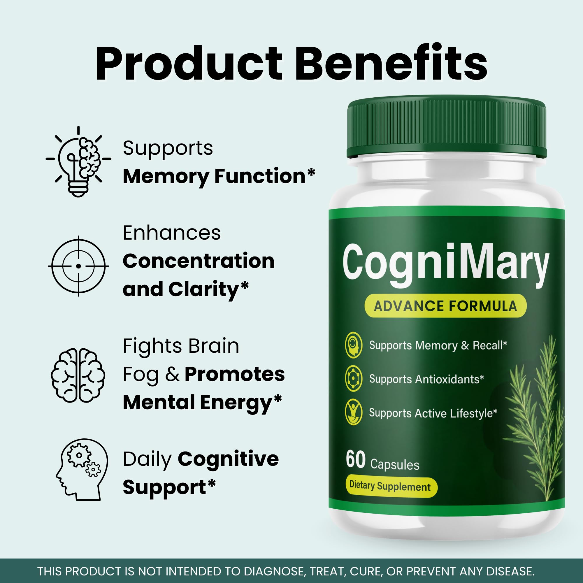 CogniMary Nootropic Support Supplement Capsules, 60 Count (1-Pack)