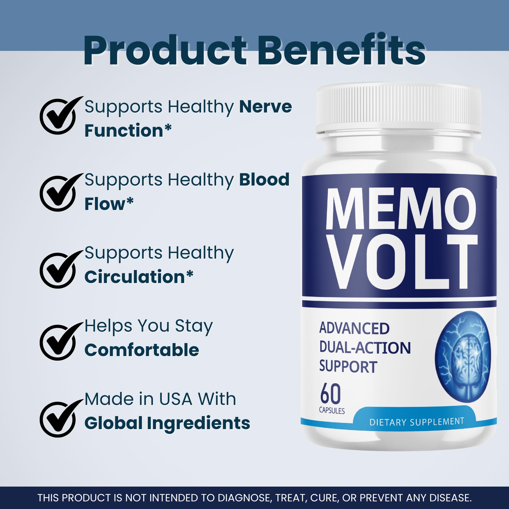 Memo Volt Brain Health Support Supplement Capsules, 5-Pack (300 Capsules)