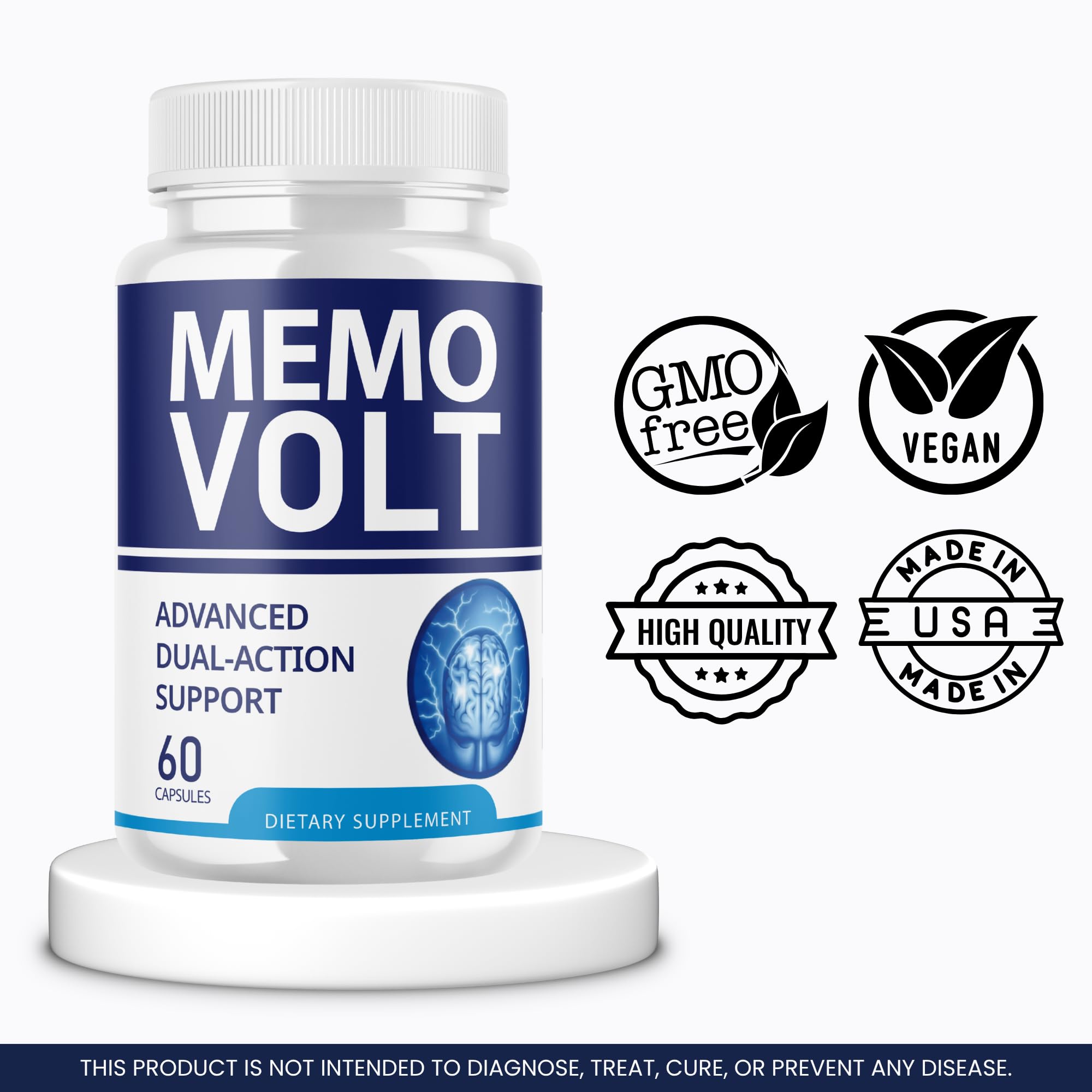 Memo Volt Capsules Brain Health Support Supplement, 3-Pack (180 Capsules)