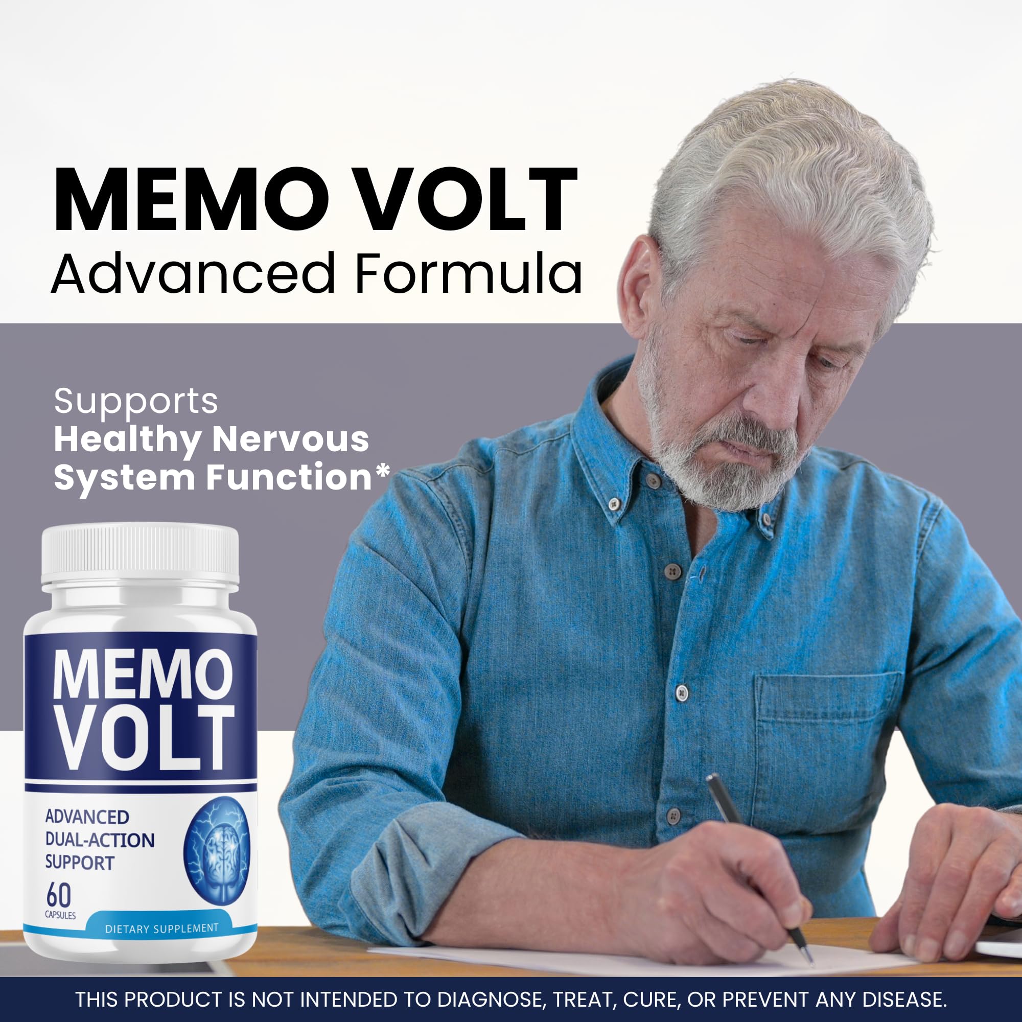 Memo Volt Capsules Brain Health Support Supplement, 3-Pack (180 Capsules)
