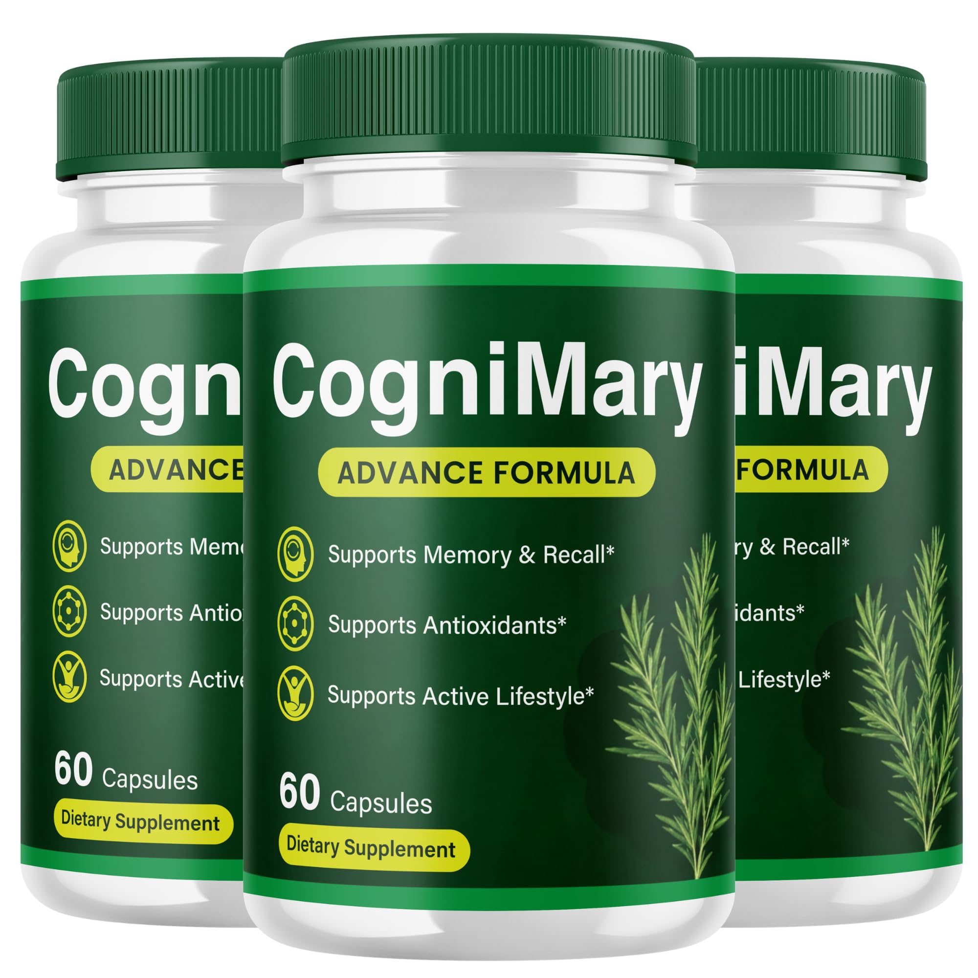 CogniMary Capsules Nootropic Support Supplement, 180 Capsules (3-Pack)