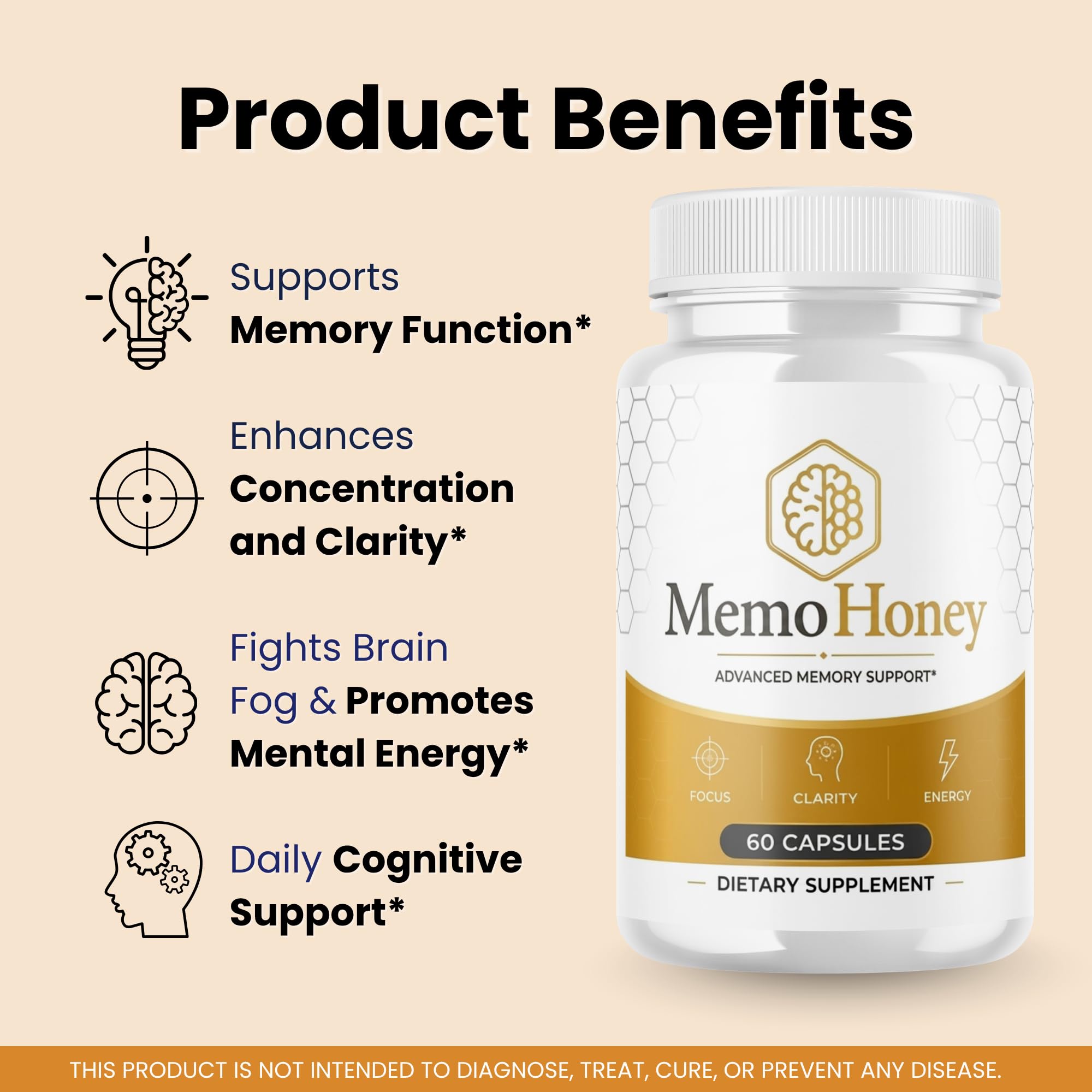 Memo Honey Dietary Supplement Capsules, 5-Pack (300 Capsules Total)