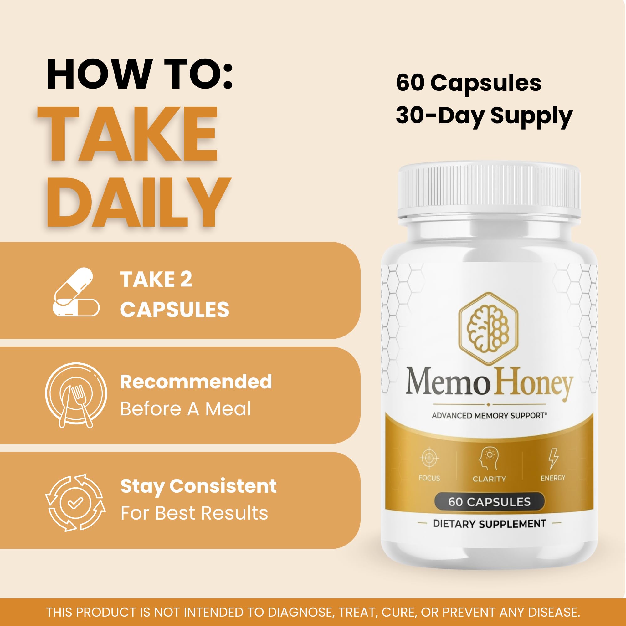 Memo Honey Dietary Supplement Capsules, 5-Pack (300 Capsules Total)